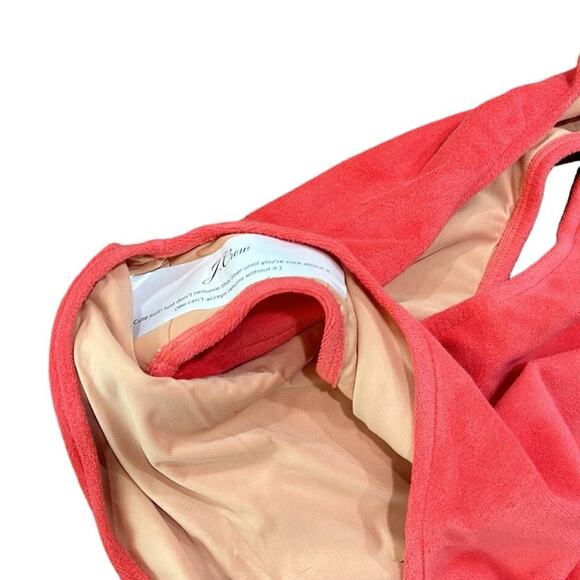 J.Crew Cutout bandeau one-piece in terry cloth, Coral, Women’s Plus Size 24 - Picture 3 of 6